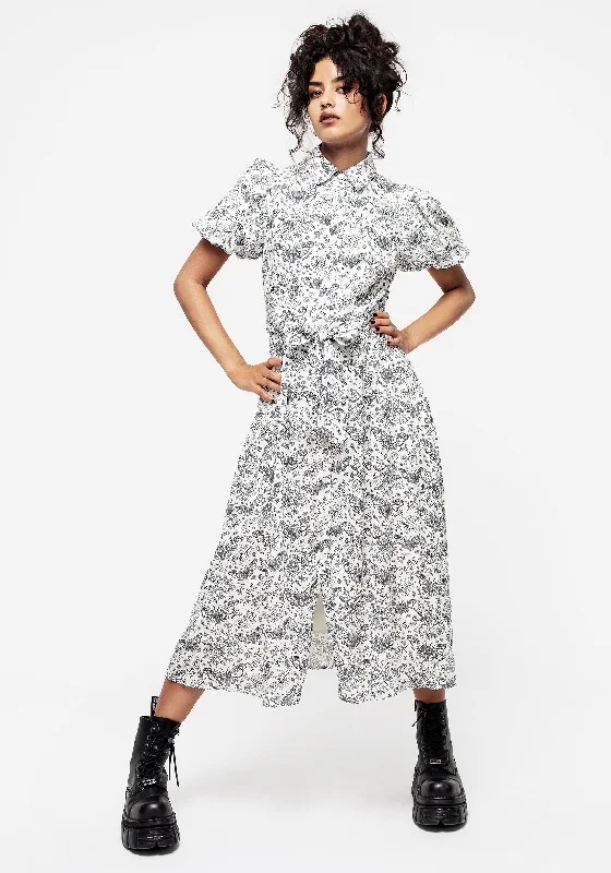 Lace - Embellished Women Dress for an Elegant and Sophisticated AppearanceRosamoth Chiffon Midi Shirt Dress - White