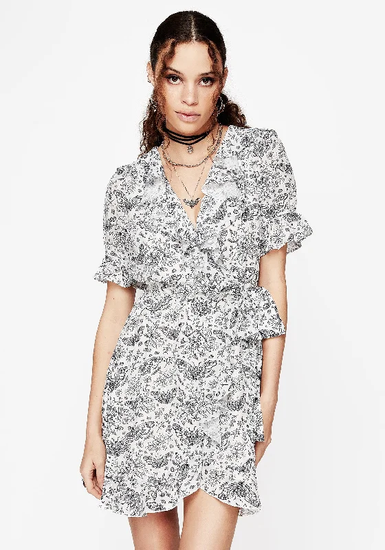 Backless Women Dress for a Sexy and Alluring Look at Evening EventsRosamoth Chiffon Mini Wrap Dress - White