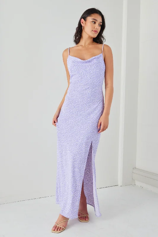 Lace - Embellished Women Dress for an Elegant and Sophisticated AppearanceShow Stopper Lilac Floral Strappy Bias Slip Dress