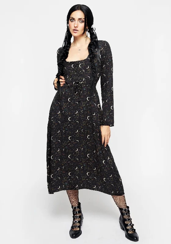 Plus Size Women Dress with a Flattering A - Line Cut for Comfort and StyleSickle Moon Corset Midi Dress