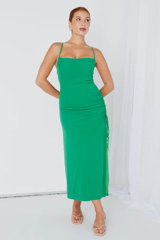 Ball Gown Women Dress with a Full Skirt for a Princess - like LookSiren Bright Green Ruched Side Party Dress Ball Gown Women Dress with a Full Skirt for a Princess - like LookSiren Bright Green Ruched Side Party Dress