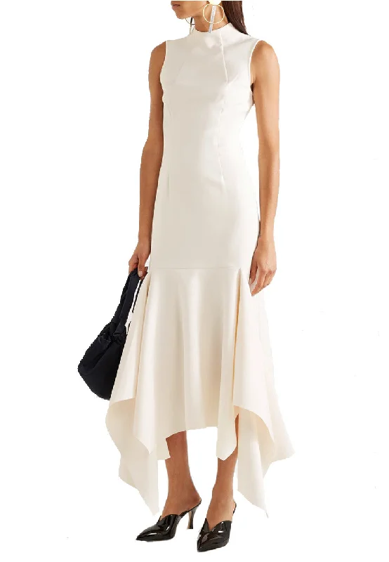 Shift Women Dress with a Simple and Classic Design for Everyday WearIvory Klara Asymmetric Hem Dress