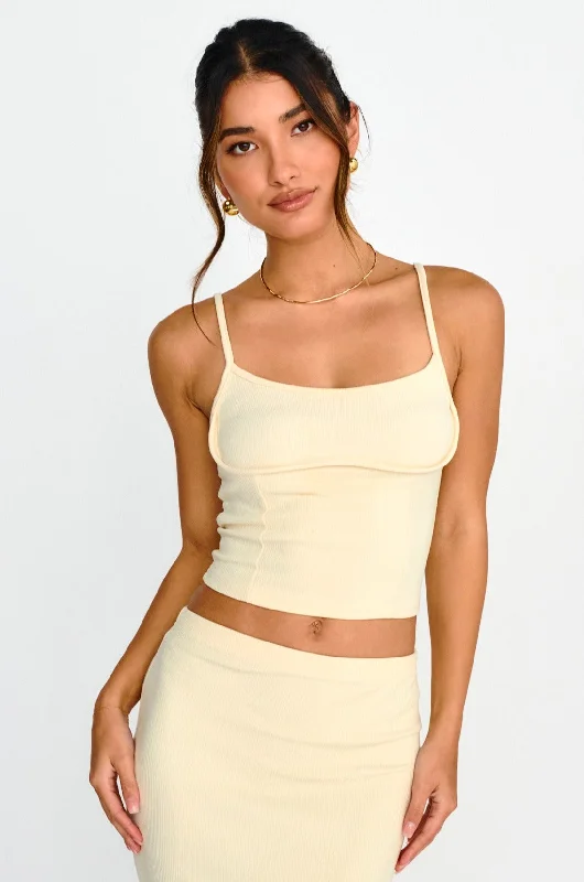 Sleeveless Women Dress in Bright Colors for Summer PartiesStrike A Pose Ribbed Crop Top Cream