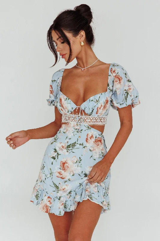 Off - the - Shoulder Women Dress for a Romantic and Feminine LookSweet Romance Cut-Out Mini Dress Blue
