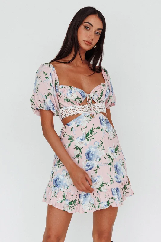 Ruffled Women Dress with Multiple Layers for a Playful and Girly StyleSweet Romance Cut-Out Mini Dress Pink