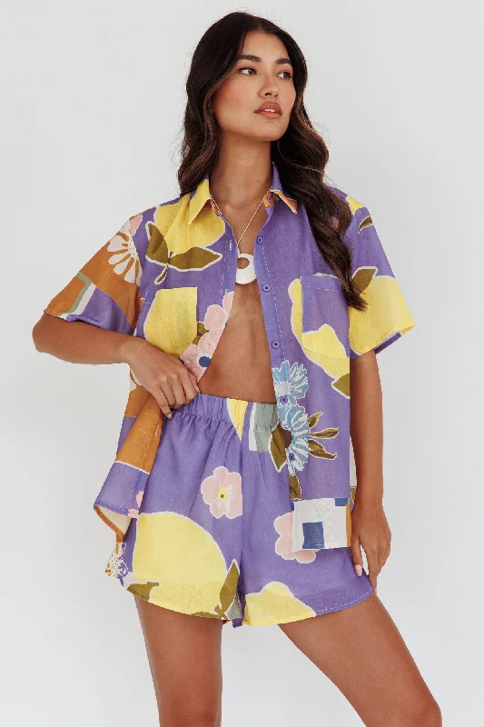 Shift Women Dress with a Simple and Classic Design for Everyday WearSwing Of Things Elastic Waist Shorts Citrus Lilac