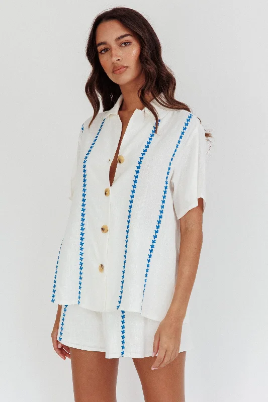 Ball Gown Women Dress with a Full Skirt for a Princess - like LookSwing Of Things Embroidered Shirt White