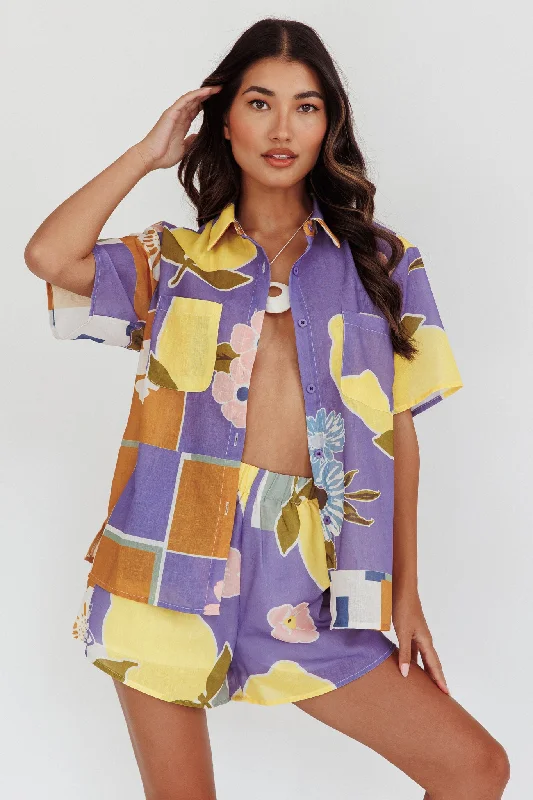 Wrap - Style Women Dress with Adjustable Fit for All Body TypesSwing Of Things Pocket Shirt Citrus Lilac