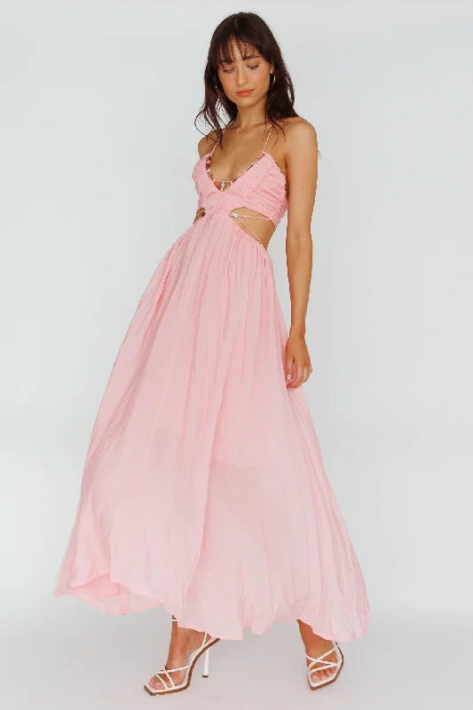 Printed Abstract Women Dress for a Modern and Artistic AppealTenyl Open Back Strappy Midi Dress Blush