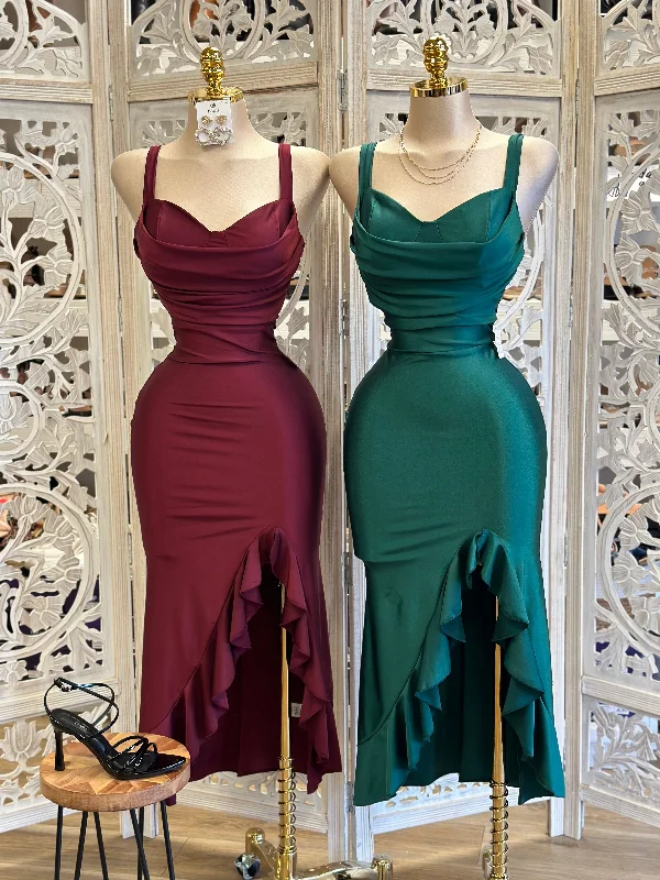 Strapless Women Dress with a Built - in Bra for Comfort and SupportThick Strap Heart Line Ruffle Dress - Estira, Stretchy