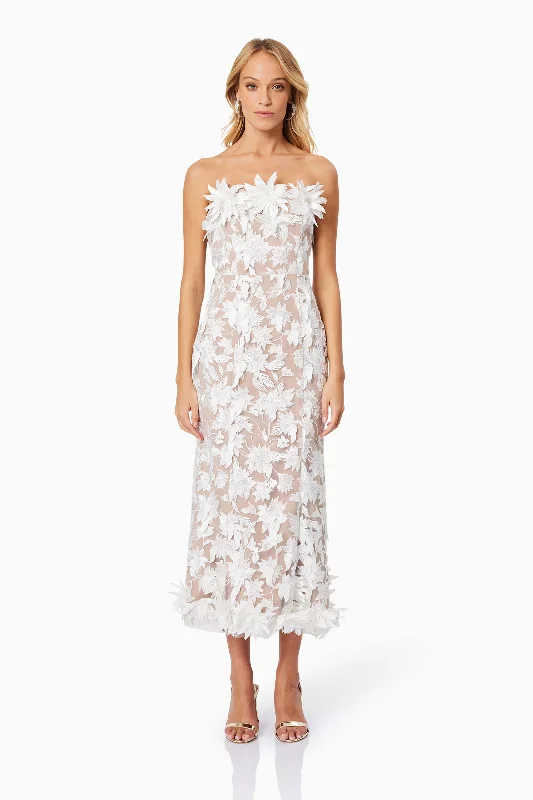 Mermaid - Style Women Dress with a Fitted Silhouette for Special OccasionsValentina Midi Cocktail Dress in White Mermaid - Style Women Dress with a Fitted Silhouette for Special OccasionsValentina Midi Cocktail Dress in White