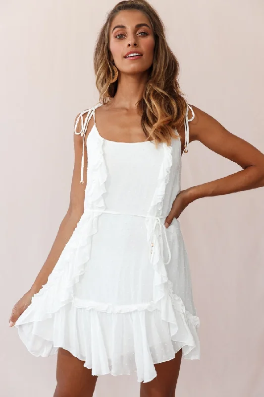 Wrap - Style Women Dress with Adjustable Fit for All Body TypesWish Fluted Hem Lace-up Back Dress White