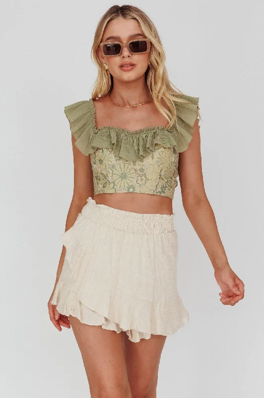 Printed Abstract Women Dress for a Modern and Artistic AppealYou Got It Tied Ruffle Skort Natural