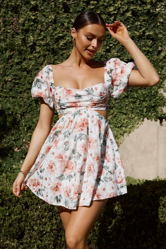 Lace - Embellished Women Dress for an Elegant and Sophisticated AppearanceYou're So Magic Cut-Out Mini Dress Floral Peach Lace - Embellished Women Dress for an Elegant and Sophisticated AppearanceYou're So Magic Cut-Out Mini Dress Floral Peach