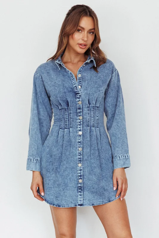 Mermaid - Style Women Dress with a Fitted Silhouette for Special OccasionsZurich Long Sleeve Mini Dress Blue
