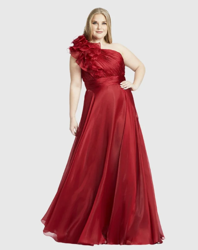 Off - the - Shoulder Women Dress for a Romantic and Feminine Look Off - the - Shoulder Women Dress for a Romantic and Feminine Look One-Shoulder Ruffle Evening Gown (Plus)