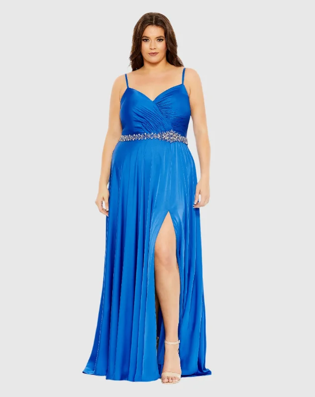 Plus Size Women Dress with a Flattering A - Line Cut for Comfort and Style Plus Size Women Dress with a Flattering A - Line Cut for Comfort and Style Beaded Belt Faux Wrap A Line Gown (Plus) Plus Size Women Dress with a Flattering A - Line Cut for Comfort and Style Plus Size Women Dress with a Flattering A - Line Cut for Comfort and Style Beaded Belt Faux Wrap A Line Gown (Plus)