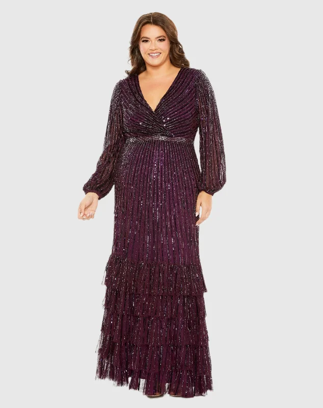 Sleeveless Women Dress in Bright Colors for Summer Parties Sleeveless Women Dress in Bright Colors for Summer Parties Beaded Faux Wrap Puff Sleeve Ruffle Tiered Gown