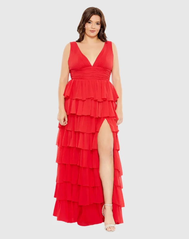 Plus Size Women Dress with a Flattering A - Line Cut for Comfort and Style Plus Size Women Dress with a Flattering A - Line Cut for Comfort and Style Ruffle Tiered Sleeveless V Neck Gown (Plus) Plus Size Women Dress with a Flattering A - Line Cut for Comfort and Style Plus Size Women Dress with a Flattering A - Line Cut for Comfort and Style Ruffle Tiered Sleeveless V Neck Gown (Plus)