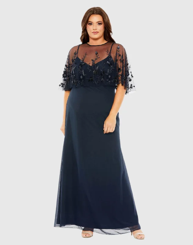 Mini Women Dress with a Short Hem for a Young and Trendy Style Mini Women Dress with a Short Hem for a Young and Trendy Style Sleeveless Gown With Embellished Cape
