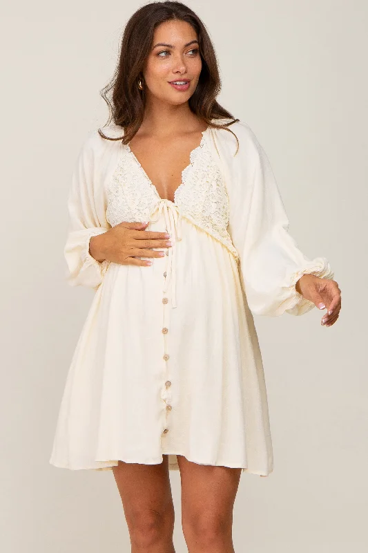 Ruffled Women Dress with Multiple Layers for a Playful and Girly Style Ruffled Women Dress with Multiple Layers for a Playful and Girly Style Beige Crochet Lace Button Front Maternity Dress Ruffled Women Dress with Multiple Layers for a Playful and Girly Style Ruffled Women Dress with Multiple Layers for a Playful and Girly Style Beige Crochet Lace Button Front Maternity Dress
