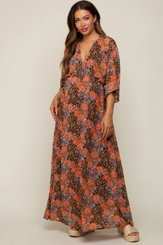 Plus Size Women Dress with a Flattering A - Line Cut for Comfort and Style Plus Size Women Dress with a Flattering A - Line Cut for Comfort and Style Brown Floral Paisley Chiffon Maternity Maxi Dress Plus Size Women Dress with a Flattering A - Line Cut for Comfort and Style Plus Size Women Dress with a Flattering A - Line Cut for Comfort and Style Brown Floral Paisley Chiffon Maternity Maxi Dress