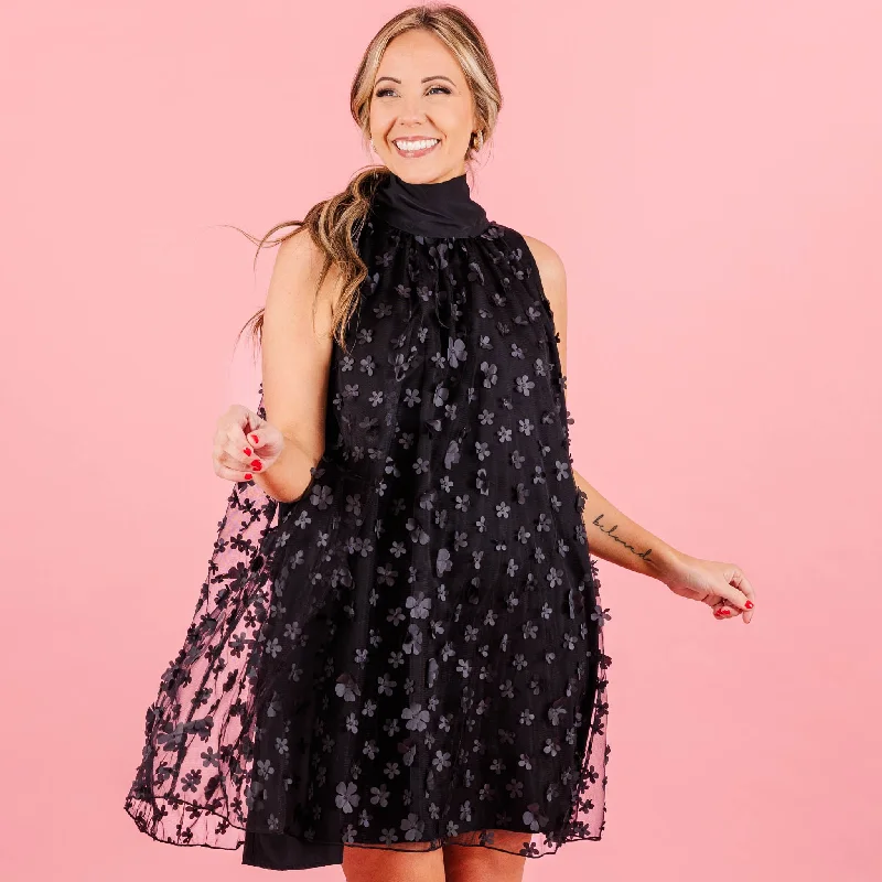Lace - Embellished Women Dress for an Elegant and Sophisticated Appearance Lace - Embellished Women Dress for an Elegant and Sophisticated Appearance Busy Blooming Dress, Black