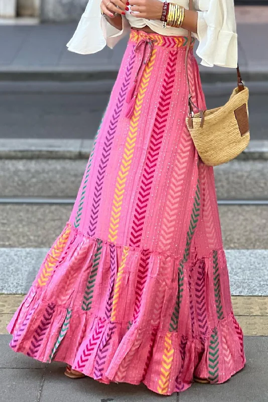 Plus Size Women Dress with a Flattering A - Line Cut for Comfort and Style Plus Size Women Dress with a Flattering A - Line Cut for Comfort and Style Drawstring Geometric High Waist Skirt