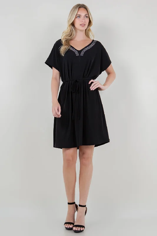 Maxi Women Dress with Floral Print for a Bohemian Vibe Maxi Women Dress with Floral Print for a Bohemian Vibe EXT CAP SLV STUDDED V NK ALINE DRESS W/NECK - D3410-ITY