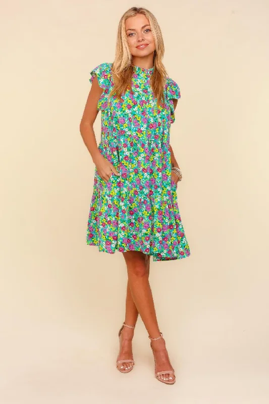 Printed Abstract Women Dress for a Modern and Artistic Appeal Printed Abstract Women Dress for a Modern and Artistic Appeal Haptics Frilled Mock Neck Ditsy Floral Dress