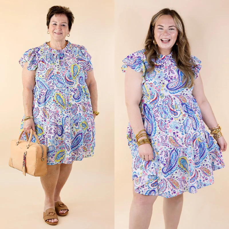 Strapless Women Dress with a Built - in Bra for Comfort and Support Strapless Women Dress with a Built - in Bra for Comfort and Support Like a Dream Paisley and Floral Print Dress in Blue Mix