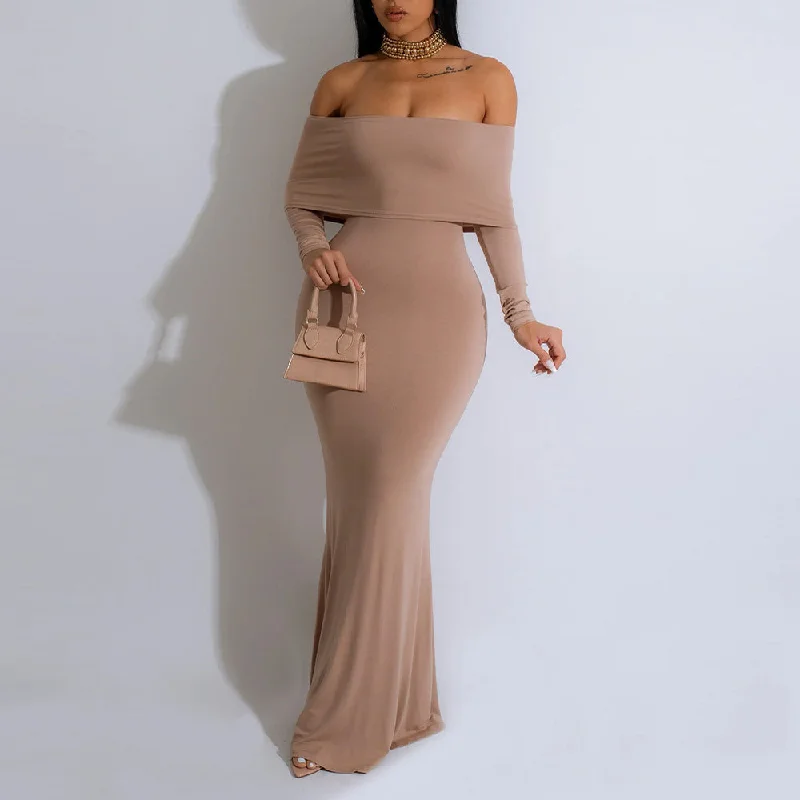 Empire Waist Women Dress to Accentuate the Bust and Conceal the Waist Empire Waist Women Dress to Accentuate the Bust and Conceal the Waist MALYBGG Women Sexy Solid Off-Shoulder Maxi Dress 6752LY