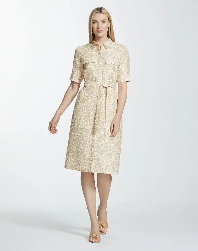 Ball Gown Women Dress with a Full Skirt for a Princess - like Look Ball Gown Women Dress with a Full Skirt for a Princess - like Look Mini Jaguar Print Silk Doha Shirtdress