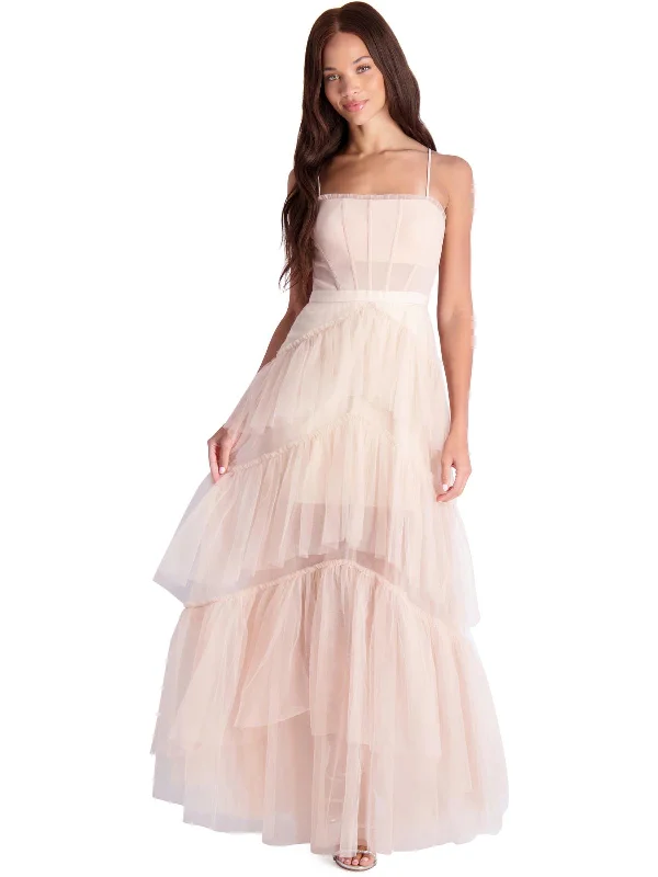 Strapless Women Dress with a Built - in Bra for Comfort and Support Strapless Women Dress with a Built - in Bra for Comfort and Support Oly Womens Ruffled Corset Evening Dress