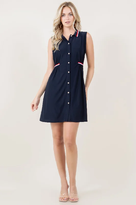 Halter Neck Women Dress to Show Off the Shoulders and Neckline Halter Neck Women Dress to Show Off the Shoulders and Neckline S/LESS TRI COLOR STRIPE SIDE ELASTIC BUTTON DOWN DRESS - D3781-ITY Halter Neck Women Dress to Show Off the Shoulders and Neckline Halter Neck Women Dress to Show Off the Shoulders and Neckline S/LESS TRI COLOR STRIPE SIDE ELASTIC BUTTON DOWN DRESS - D3781-ITY