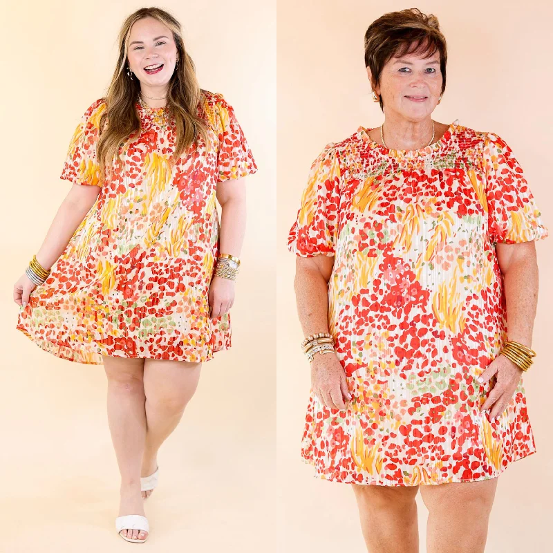 Off - the - Shoulder Women Dress for a Romantic and Feminine Look Off - the - Shoulder Women Dress for a Romantic and Feminine Look Simply Radiant Mix Floral Print Dress with Short Sleeves in Red and Yellow Mix