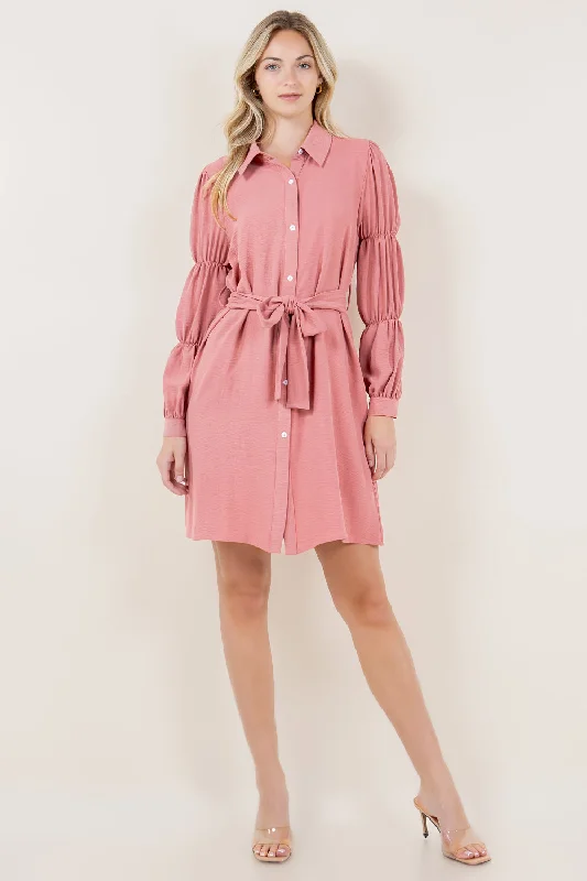 Maxi Women Dress with Floral Print for a Bohemian Vibe Maxi Women Dress with Floral Print for a Bohemian Vibe VIRAGO SHIRR LS BUTTON DOWN SHIRT DRESS - D3550-AFLW-MAUVE
