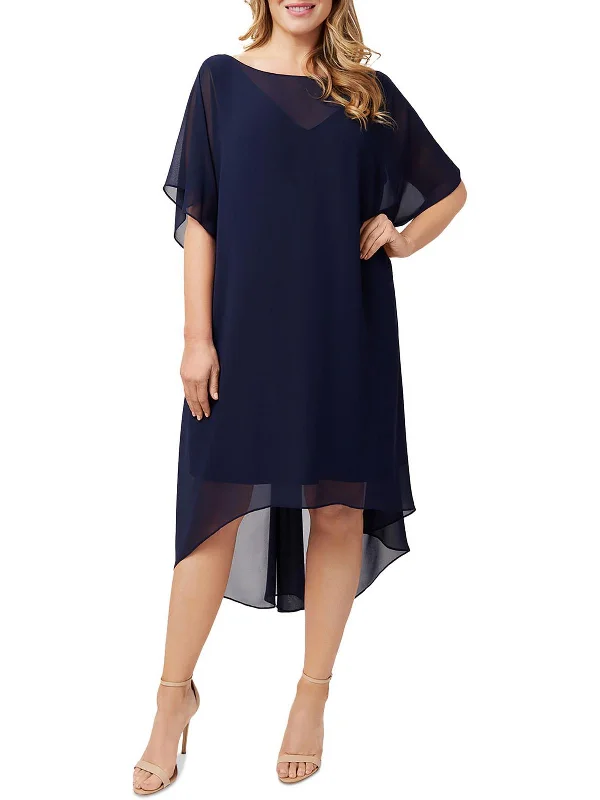 Plus Size Women Dress with a Flattering A - Line Cut for Comfort and Style Plus Size Women Dress with a Flattering A - Line Cut for Comfort and Style Womens Chiffon Overlay Cocktail Dress