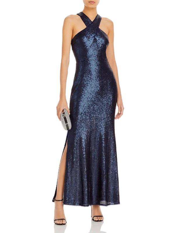 Halter Neck Women Dress to Show Off the Shoulders and Neckline Halter Neck Women Dress to Show Off the Shoulders and Neckline Womens Sequined Long Evening Dress