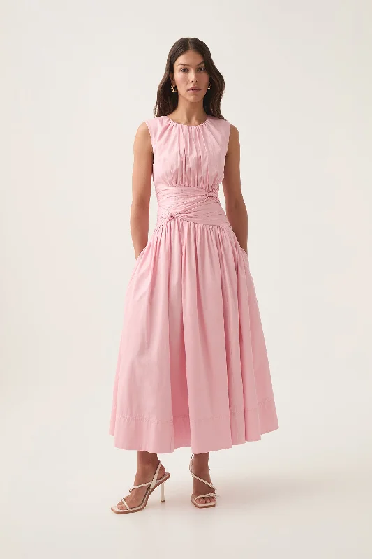 Velvet midi dresses in jewel tones for a glamorous winter eventAgatha Knot Waist Midi Dress