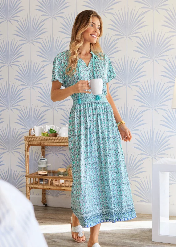 Midi dresses with denim fabric for a casual yet stylish day outAmalfi Coast Smocked Waist Maxi Dress