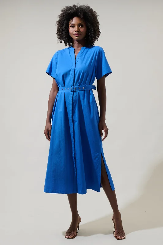 Midi dresses with sheer panels for a touch of allureAmira Button Front Midi Dress