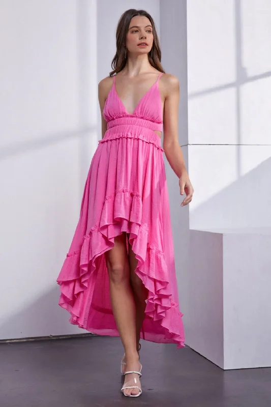 Midi dresses with geometric cutouts for a contemporary and edgy lookAsymmetric Ruffle Open Back Cutout Cami MIdi Dress Midi dresses with geometric cutouts for a contemporary and edgy lookAsymmetric Ruffle Open Back Cutout Cami MIdi Dress