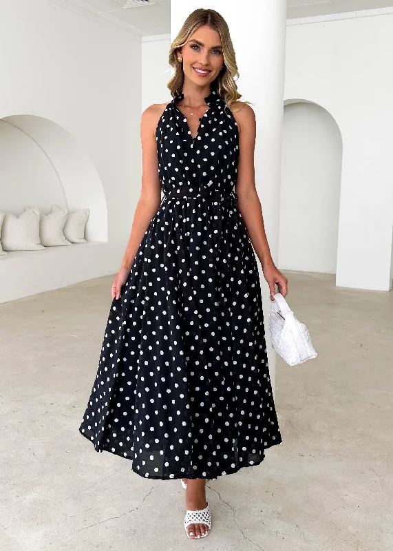 Midi dresses with button - front designs for a classic touchBenson Midi Dress - Black Spot Midi dresses with button - front designs for a classic touchBenson Midi Dress - Black Spot