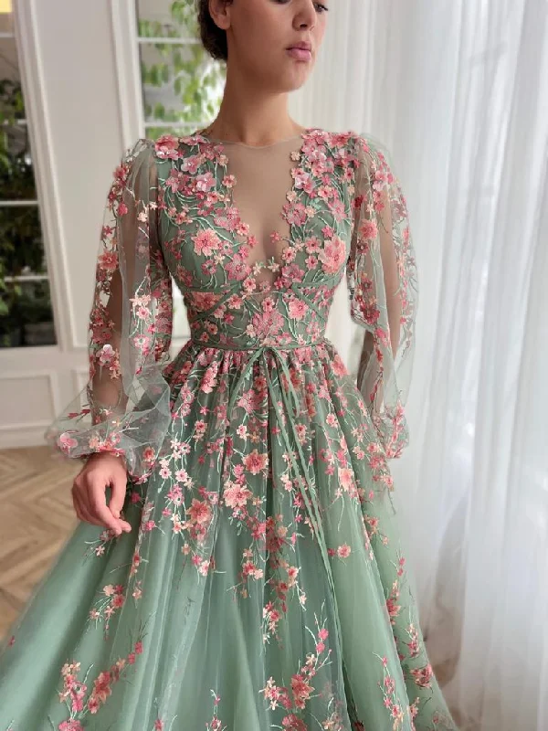 Midi dresses with metallic threads for a glamorous evening eventBlushed Rose Bouquet Gown