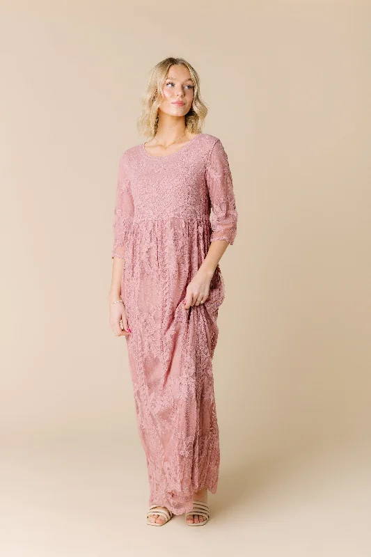 Midi dresses with fringe details for a fun and energetic styleCameo Lace Dress - Dark Mauve