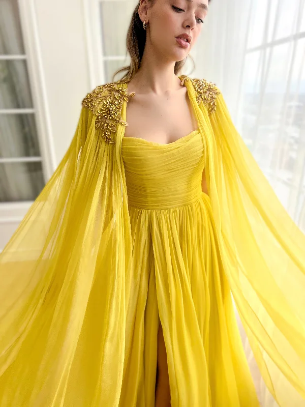Midi dresses with mesh inserts for a trendy and breathable optionCanary Crown Gown