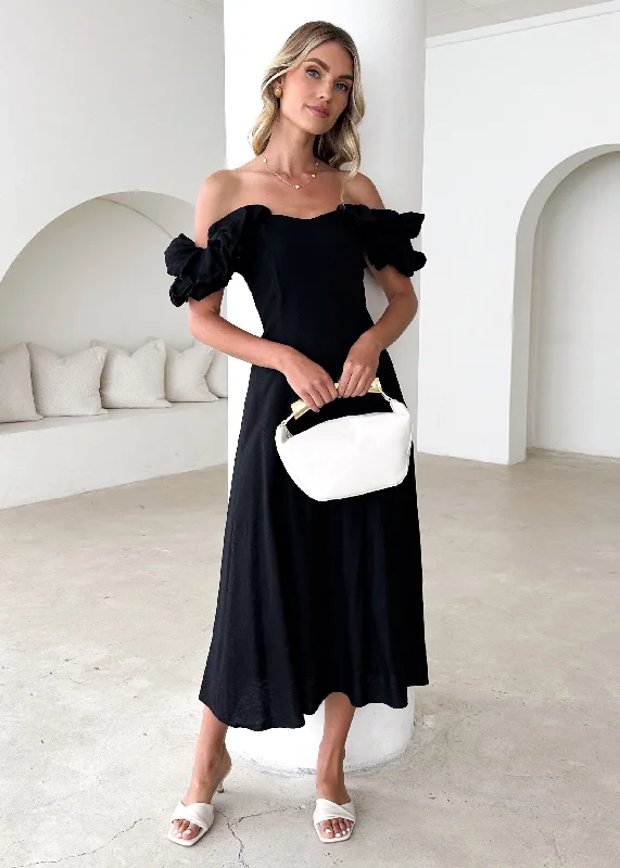 Midi dresses with pleated skirts for a timeless and elegant appealCeltic Midi Dress - Black Midi dresses with pleated skirts for a timeless and elegant appealCeltic Midi Dress - Black