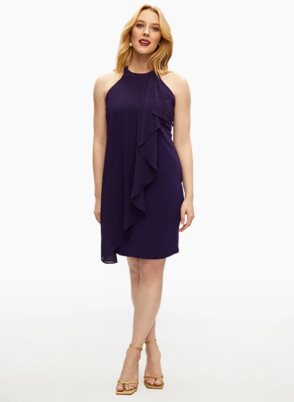 Midi dresses with puff sleeves for a vintage - inspired lookCleo Neck Ruffle Dress