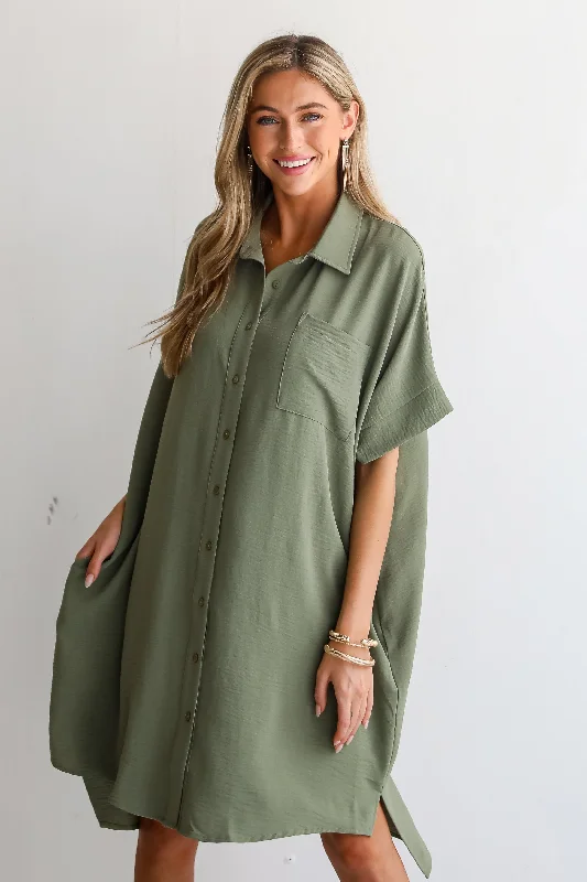 Midi dresses with metallic threads for a glamorous evening eventFINAL SALE - Composed Persona Green Button Front Midi Dress Midi dresses with metallic threads for a glamorous evening eventFINAL SALE - Composed Persona Green Button Front Midi Dress